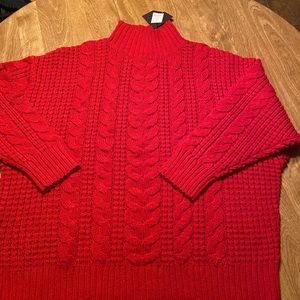 Cozy red soft cable stuff knit 3x!